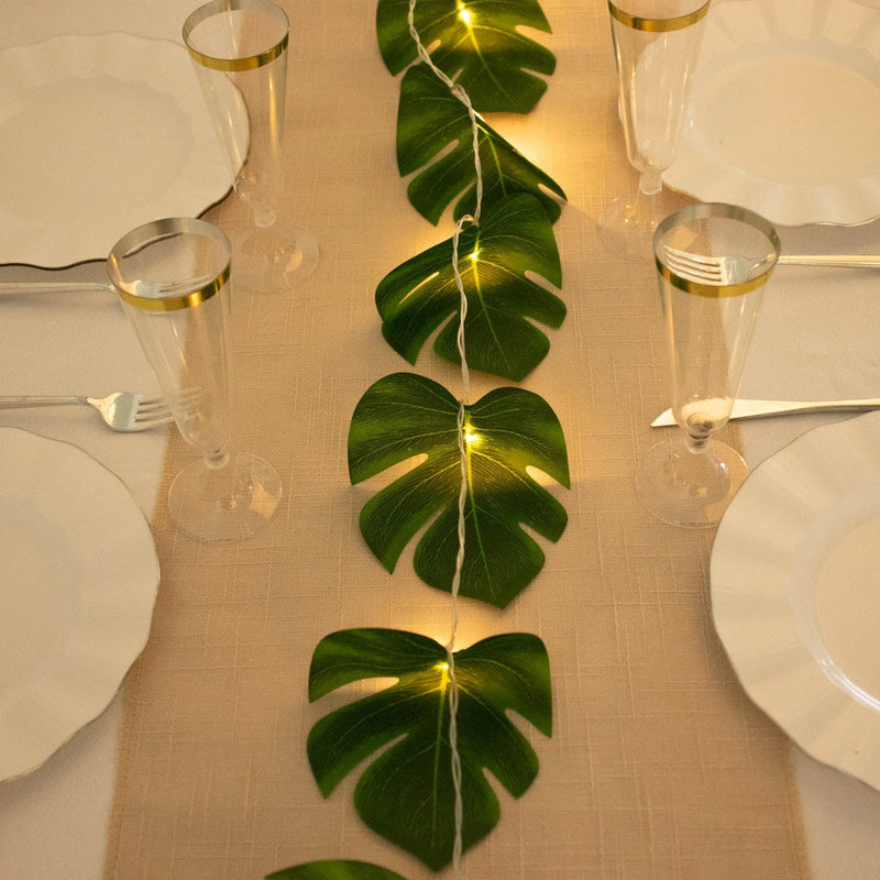 10 ft LED Artificial Monstera Leaves Garland String Lights - Green LEDSTR_ARTI_008_GRN