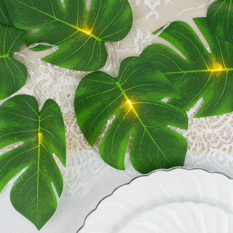 10 ft LED Artificial Monstera Leaves Garland String Lights - Green LEDSTR_ARTI_008_GRN