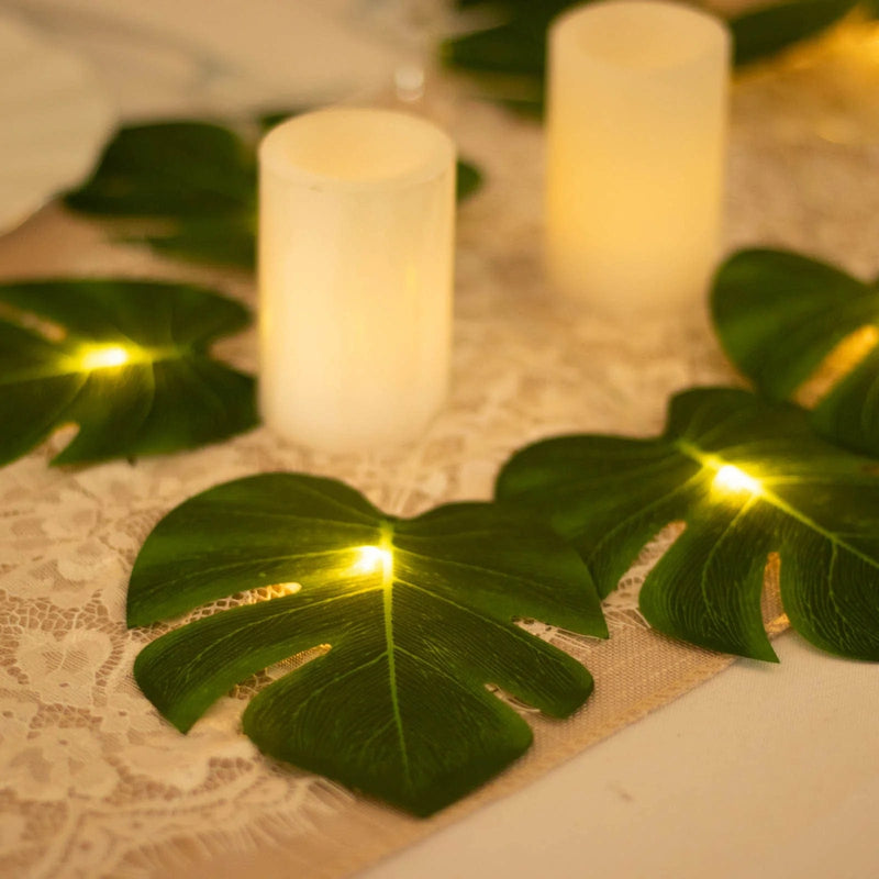 10 ft LED Artificial Monstera Leaves Garland String Lights - Green LEDSTR_ARTI_008_GRN