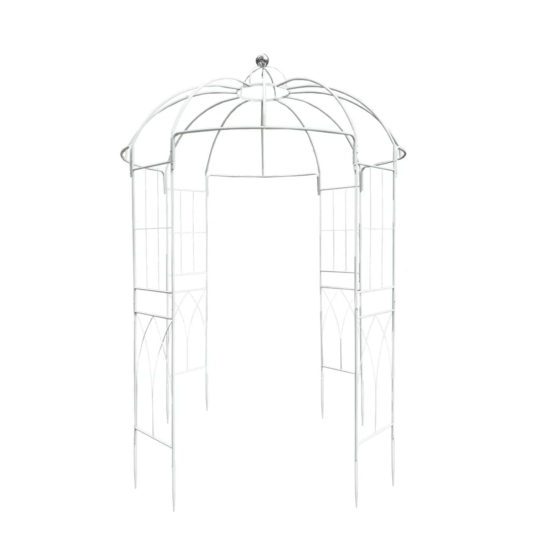 10 ft Metal Birdcage Wedding Arch Backdrop Stand - White BKDP_STND_BDCG_9_WHT