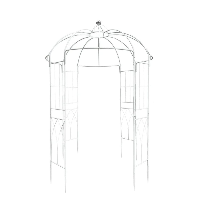 10 ft Metal Birdcage Wedding Arch Backdrop Stand - White BKDP_STND_BDCG_9_WHT