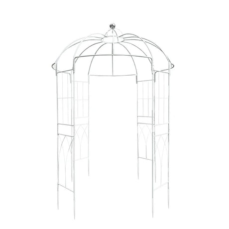 10 ft Metal Birdcage Wedding Arch Backdrop Stand - White BKDP_STND_BDCG_9_WHT