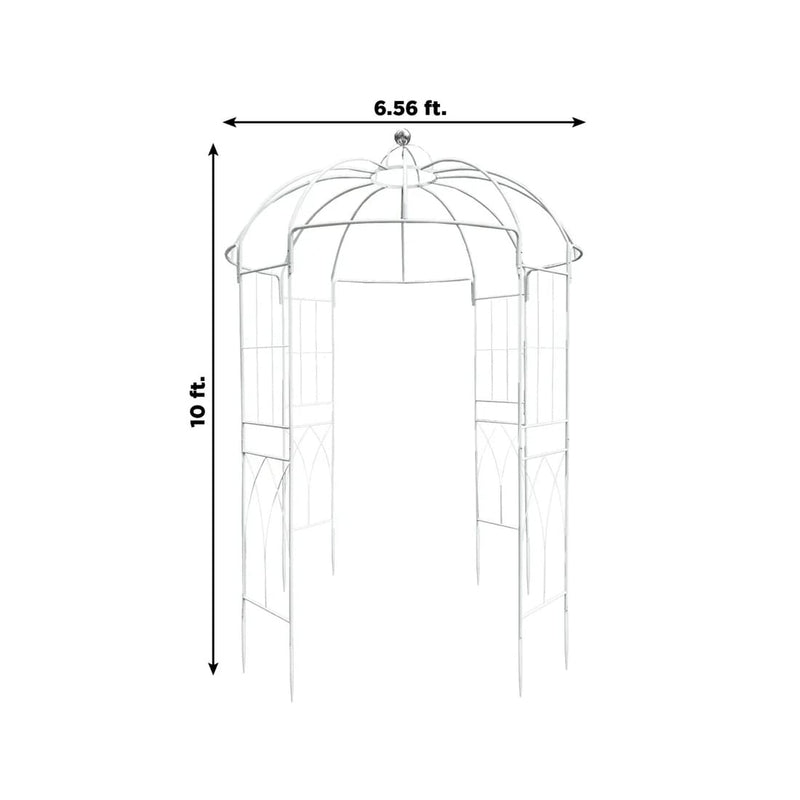 10 ft Metal Birdcage Wedding Arch Backdrop Stand - White BKDP_STND_BDCG_9_WHT