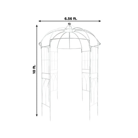10 ft Metal Birdcage Wedding Arch Backdrop Stand - White BKDP_STND_BDCG_9_WHT