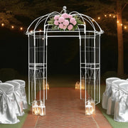 10 ft Metal Birdcage Wedding Arch Backdrop Stand - White BKDP_STND_BDCG_9_WHT