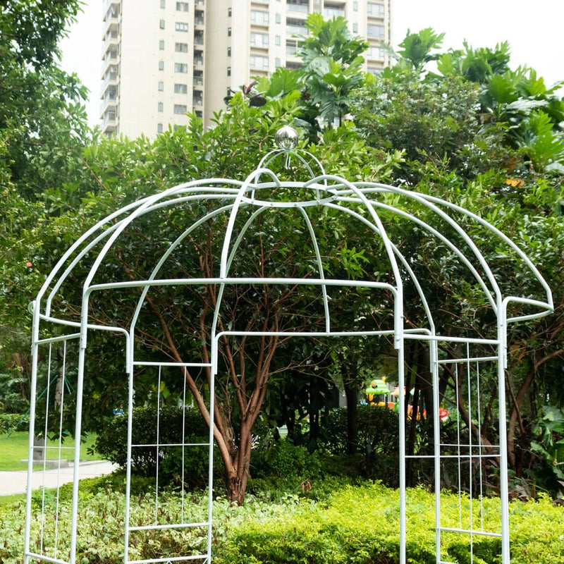 10 ft Metal Birdcage Wedding Arch Backdrop Stand - White BKDP_STND_BDCG_9_WHT