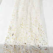 10 ft Metallic Glitter Sheer Chiffon Table Runner - White and Gold RUN_MET12_10FT_WHGD