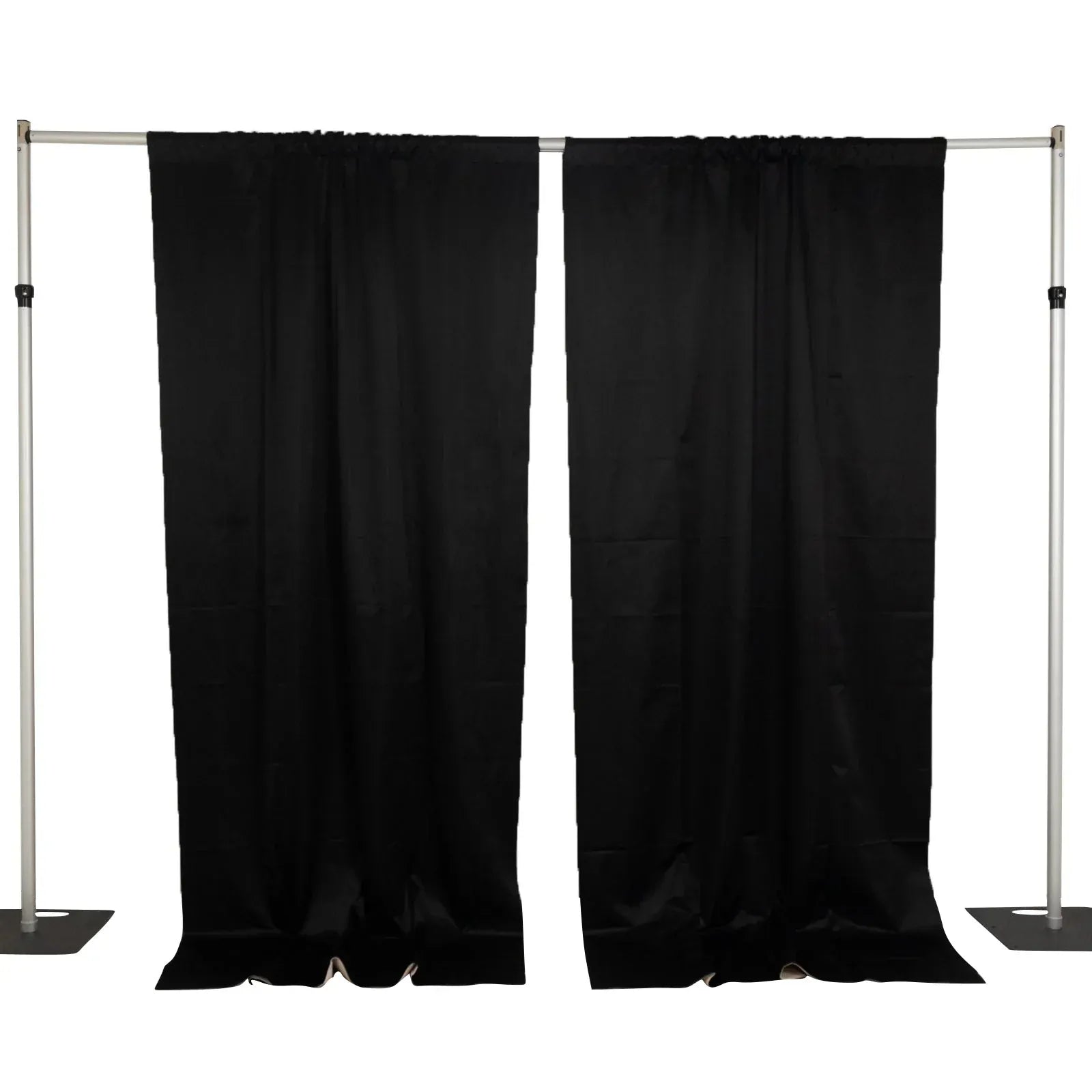 10 ft x 10 ft Blackout Curtains Lamour Satin Drapery Panels - Black and Ivory CUR_PANBLKO_10X10_BLK