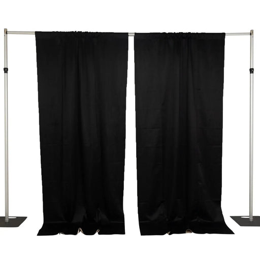 10 ft x 10 ft Blackout Curtains Lamour Satin Drapery Panels - Black and Ivory CUR_PANBLKO_10X10_BLK