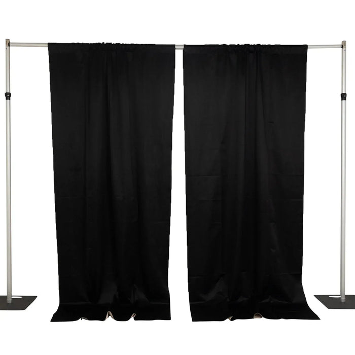 10 ft x 10 ft Blackout Curtains Lamour Satin Drapery Panels - Black and Ivory CUR_PANBLKO_10X10_BLK