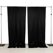 10 ft x 10 ft Blackout Curtains Lamour Satin Drapery Panels - Black and Ivory CUR_PANBLKO_10X10_BLK
