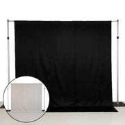 10 ft x 10 ft Blackout Curtains Lamour Satin Drapery Panels - Black and Ivory CUR_PANBLKO_10X10_BLK