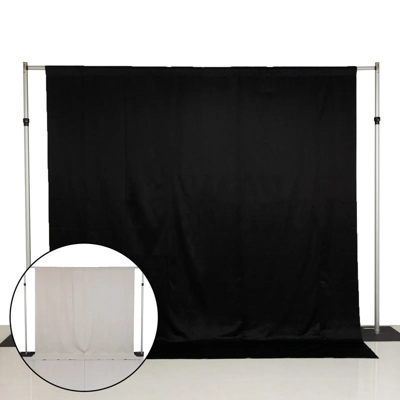 10 ft x 10 ft Blackout Curtains Lamour Satin Drapery Panels - Black and Ivory CUR_PANBLKO_10X10_BLK