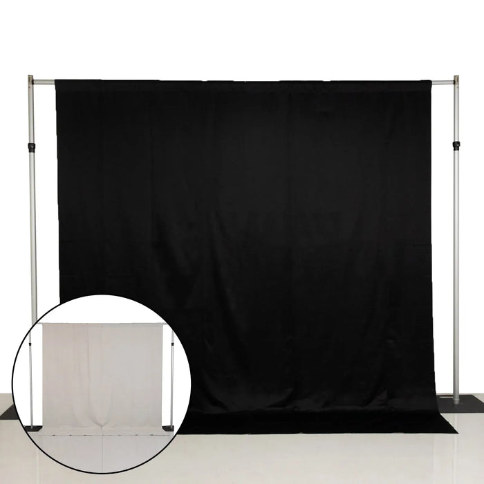 10 ft x 10 ft Blackout Curtains Lamour Satin Drapery Panels - Black and Ivory CUR_PANBLKO_10X10_BLK