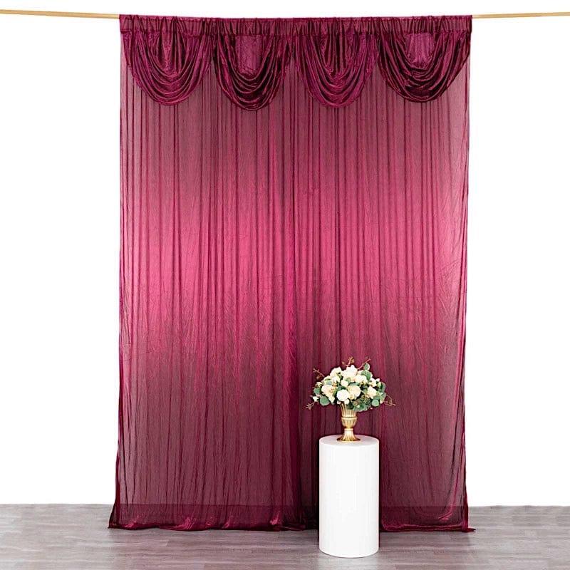 10 ft x 10 ft Double Drape Pleated Satin Wedding Photo Backdrop Curtain