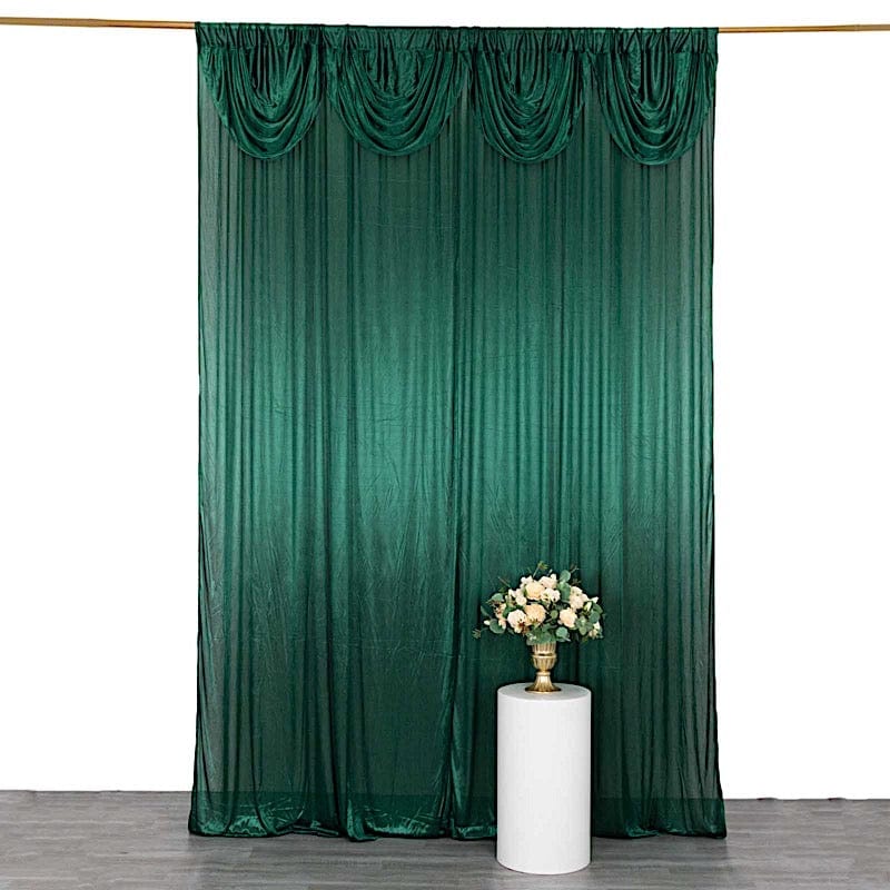 10 ft x 10 ft Double Drape Pleated Satin Wedding Photo Backdrop Curtain