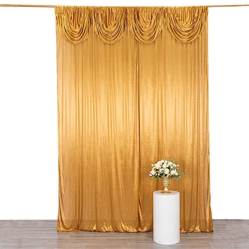 10 ft x 10 ft Double Drape Pleated Satin Wedding Photo Backdrop Curtain