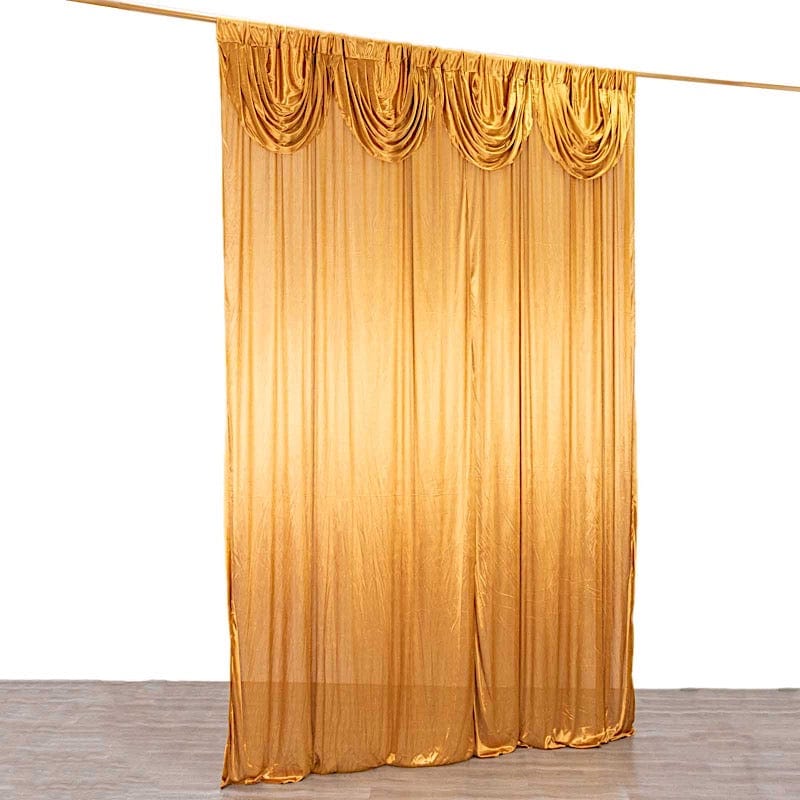 10 ft x 10 ft Double Drape Pleated Satin Wedding Photo Backdrop Curtain