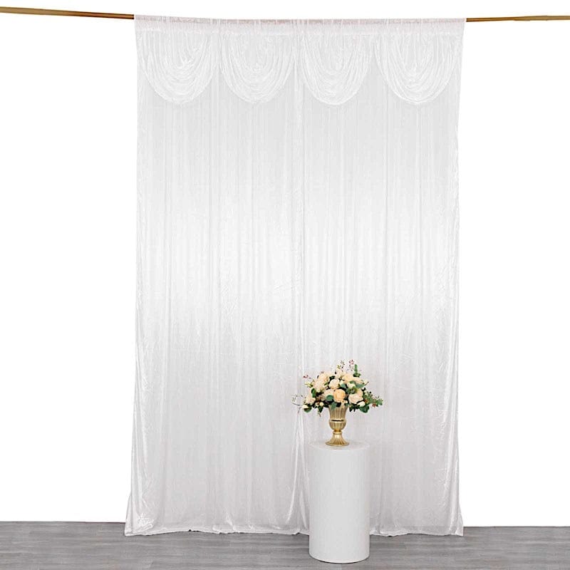 10 ft x 10 ft Double Drape Pleated Satin Wedding Photo Backdrop Curtain