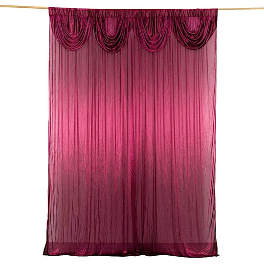 10 ft x 10 ft Double Drape Pleated Satin Wedding Photo Backdrop Curtain BKDP_06_10X10_BURG