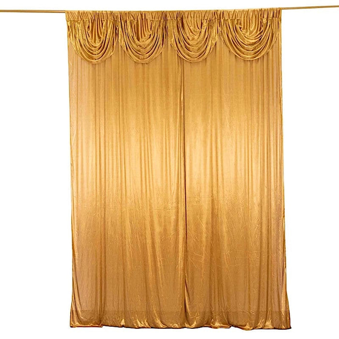 10 ft x 10 ft Double Drape Pleated Satin Wedding Photo Backdrop Curtain BKDP_06_10X10_GOLD