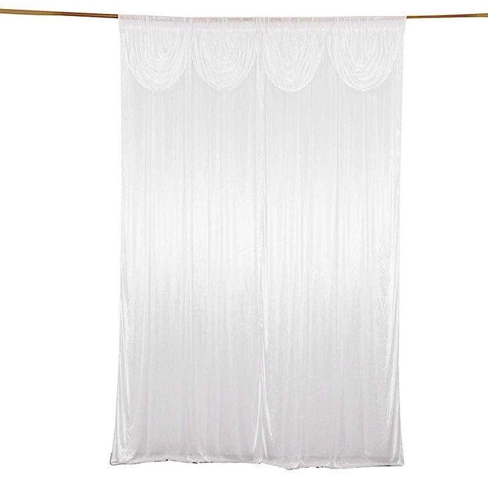 10 ft x 10 ft Double Drape Pleated Satin Wedding Photo Backdrop Curtain BKDP_06_10X10_WHT