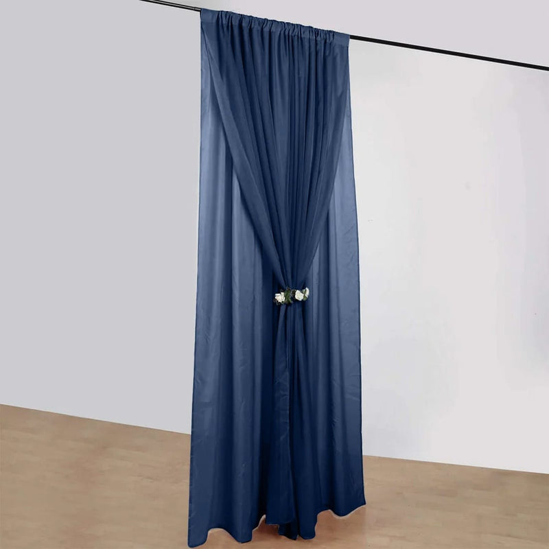 10 ft x 10 ft Polyester and Sheer Chiffon Dual Layer Backdrop Curtain with Rod Pockets