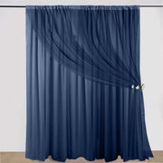 10 ft x 10 ft Polyester and Sheer Chiffon Dual Layer Backdrop Curtain with Rod Pockets