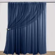 10 ft x 10 ft Polyester and Sheer Chiffon Dual Layer Backdrop Curtain with Rod Pockets