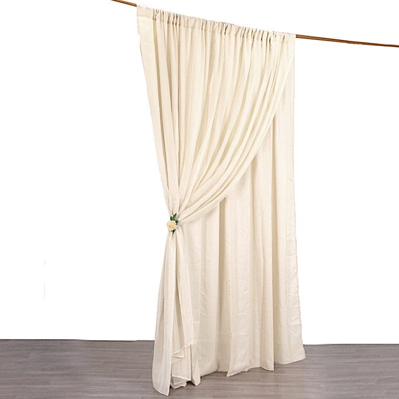 10 ft x 10 ft Polyester and Sheer Chiffon Dual Layer Backdrop Curtain with Rod Pockets
