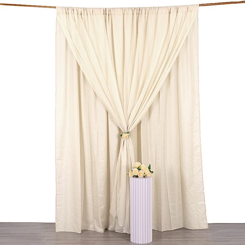 10 ft x 10 ft Polyester and Sheer Chiffon Dual Layer Backdrop Curtain with Rod Pockets