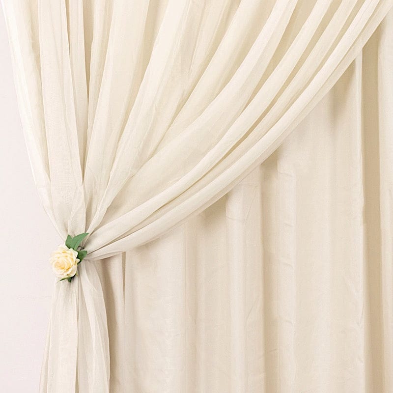 10 ft x 10 ft Polyester and Sheer Chiffon Dual Layer Backdrop Curtain with Rod Pockets