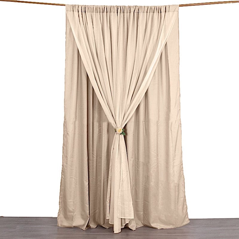 10 ft x 10 ft Polyester and Sheer Chiffon Dual Layer Backdrop Curtain with Rod Pockets