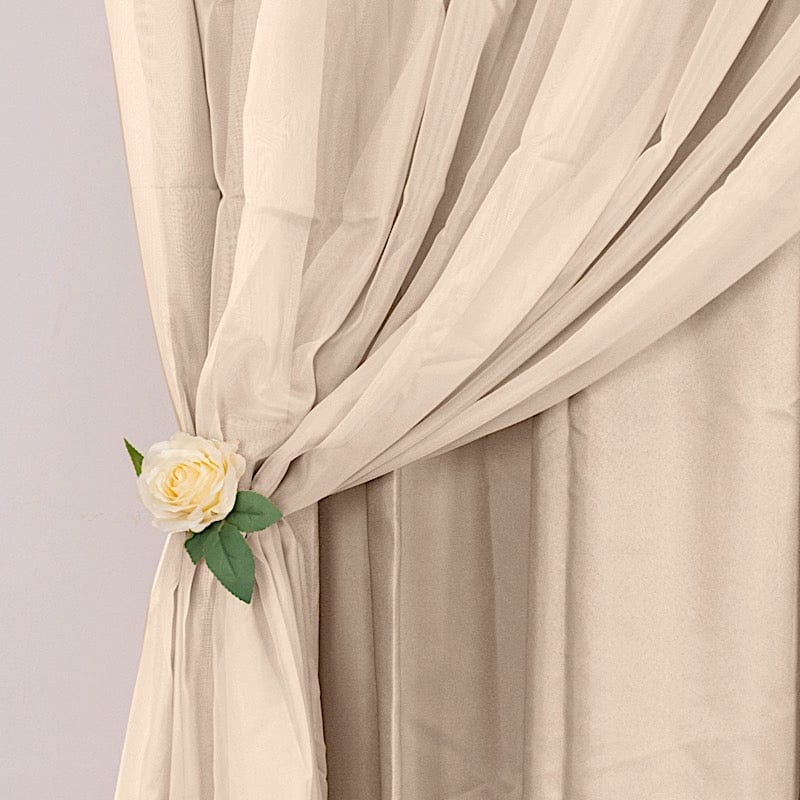 10 ft x 10 ft Polyester and Sheer Chiffon Dual Layer Backdrop Curtain with Rod Pockets
