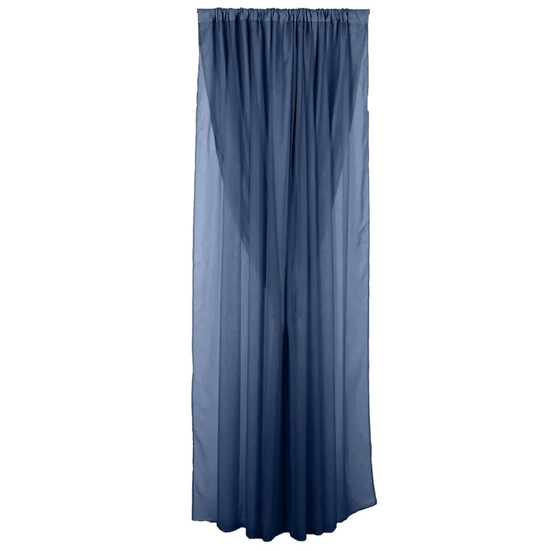 10 ft x 10 ft Polyester and Sheer Chiffon Dual Layer Backdrop Curtain with Rod Pockets BKDP300_10X10_NAVY