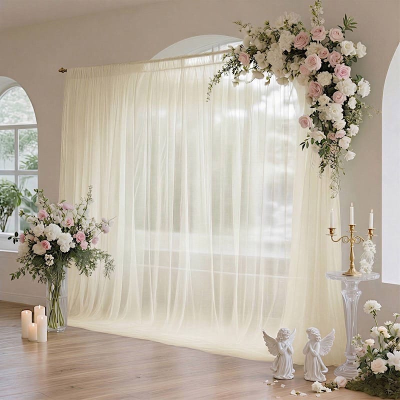 10 ft x 10 ft Sheer Chiffon Curtain Backdrop Drapery Panel