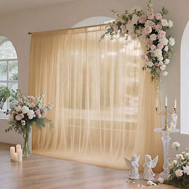 10 ft x 10 ft Sheer Chiffon Curtain Backdrop Drapery Panel