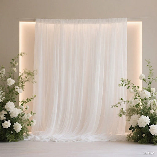 10 ft x 10 ft Wedding Arch Drape Backdrop Curtain Panel with Rod Pocket - White CUR_PANCHIF01_10x10_WHT