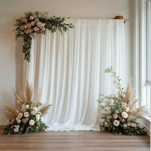 10 ft x 10 ft Wedding Arch Drape Backdrop Curtain Panel with Rod Pocket - White CUR_PANCHIF01_10x10_WHT