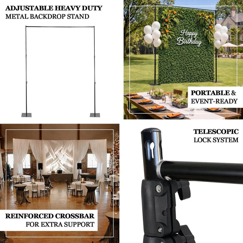 10 ft x 12 ft Heavy Duty Metal Backdrop Stand with Reinforced Crossbar - Black BKDP_STND07_10X12FTHD