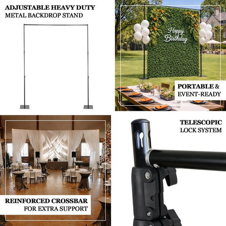10 ft x 12 ft Heavy Duty Metal Backdrop Stand with Reinforced Crossbar - Black BKDP_STND07_10X12FTHD