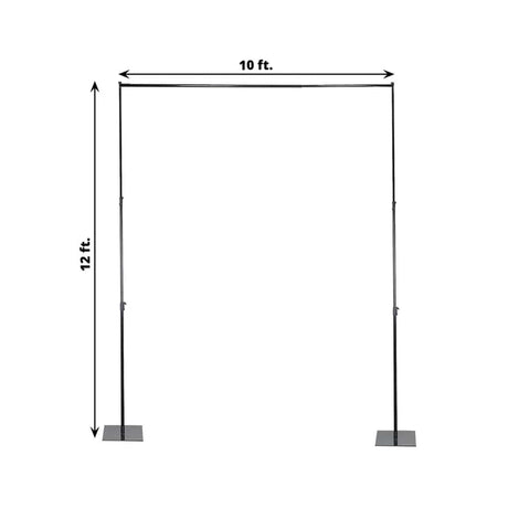 10 ft x 12 ft Heavy Duty Metal Backdrop Stand with Reinforced Crossbar - Black BKDP_STND07_10X12FTHD