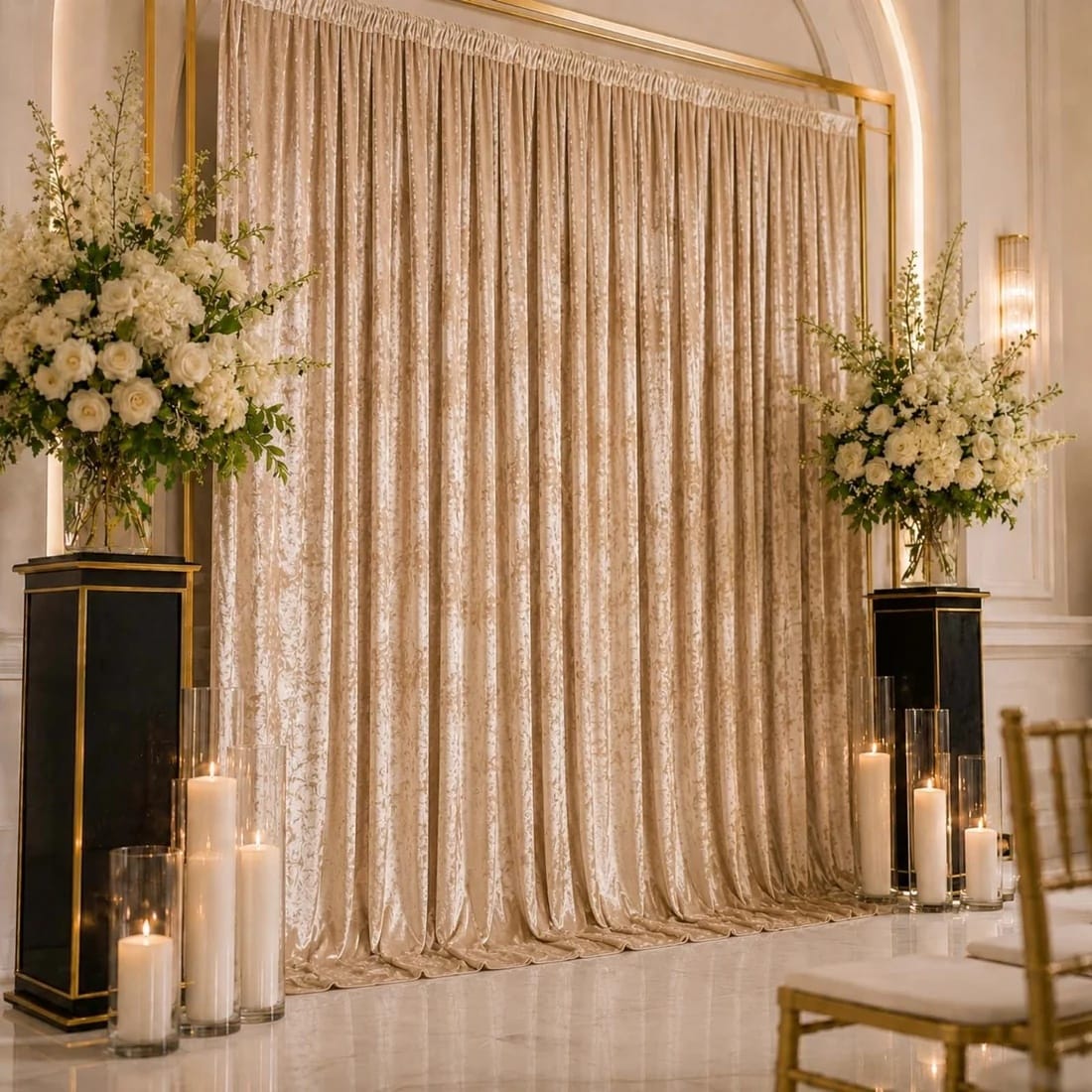 10 ft x 12 ft Premium Crushed Velvet Backdrop Curtain with Rod Pocket
