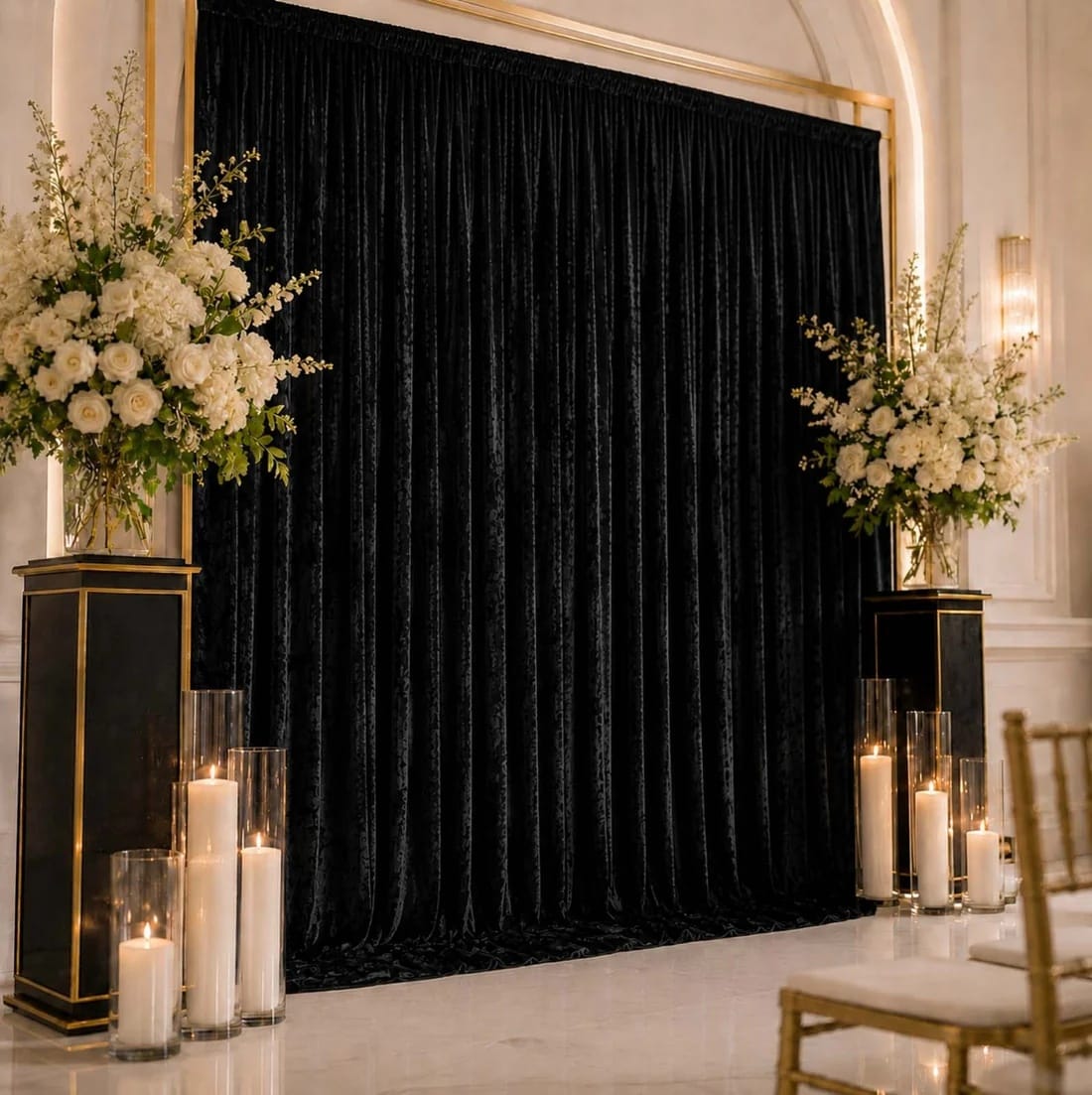 10 ft x 12 ft Premium Crushed Velvet Backdrop Curtain with Rod Pocket