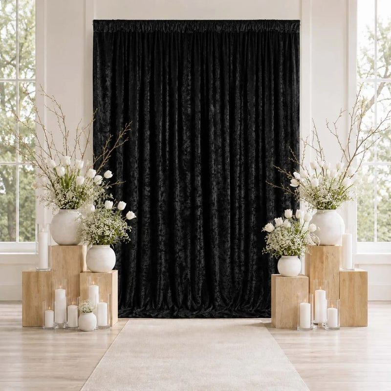 10 ft x 12 ft Premium Crushed Velvet Backdrop Curtain with Rod Pocket