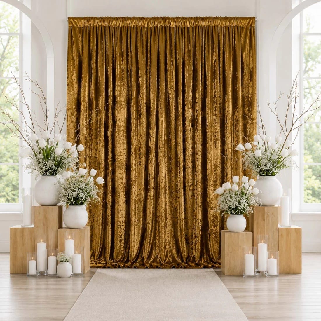 10 ft x 12 ft Premium Crushed Velvet Backdrop Curtain with Rod Pocket