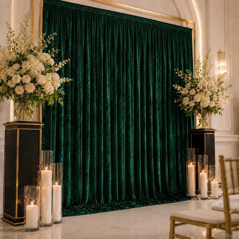 10 ft x 12 ft Premium Crushed Velvet Backdrop Curtain with Rod Pocket