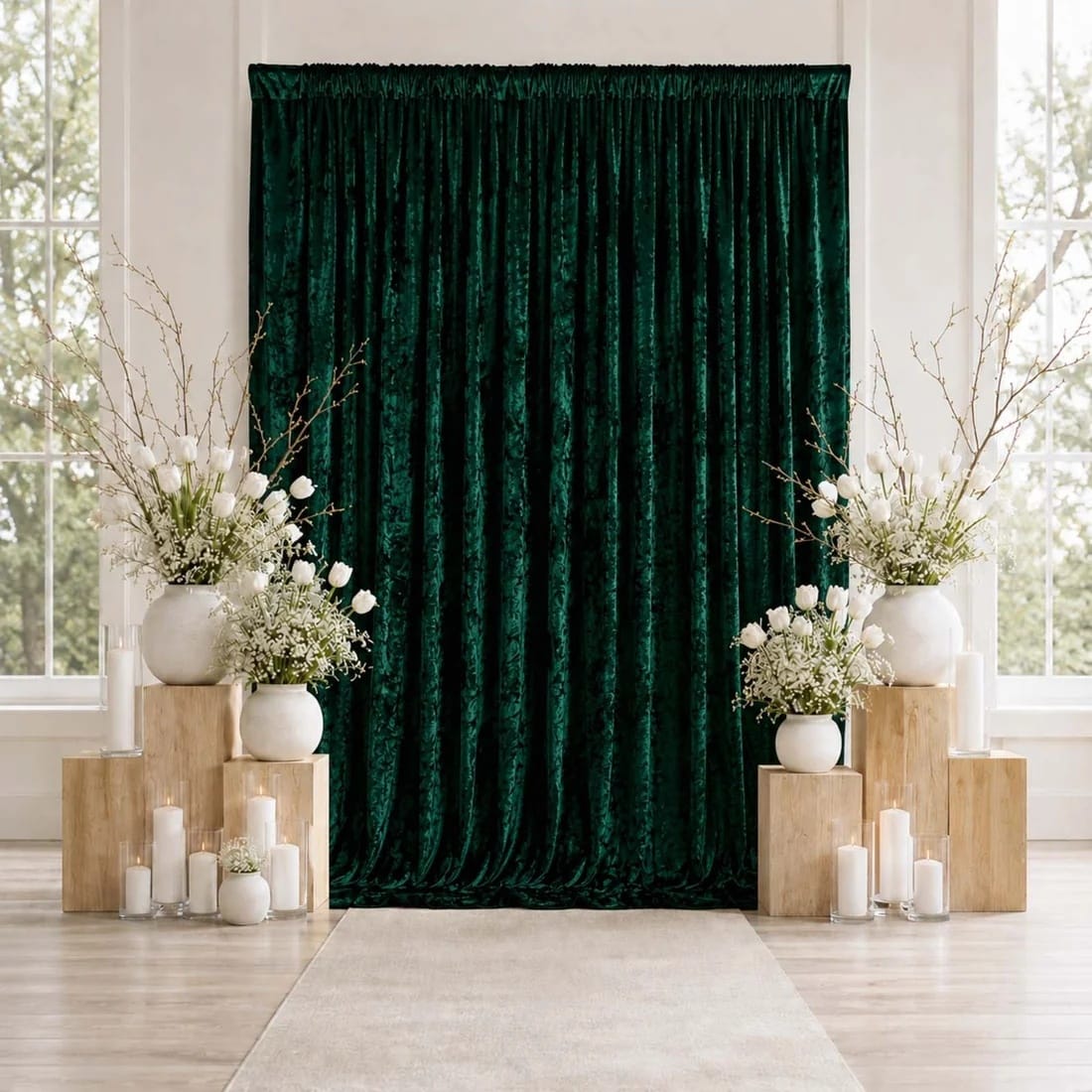 10 ft x 12 ft Premium Crushed Velvet Backdrop Curtain with Rod Pocket