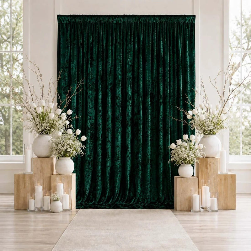 10 ft x 12 ft Premium Crushed Velvet Backdrop Curtain with Rod Pocket