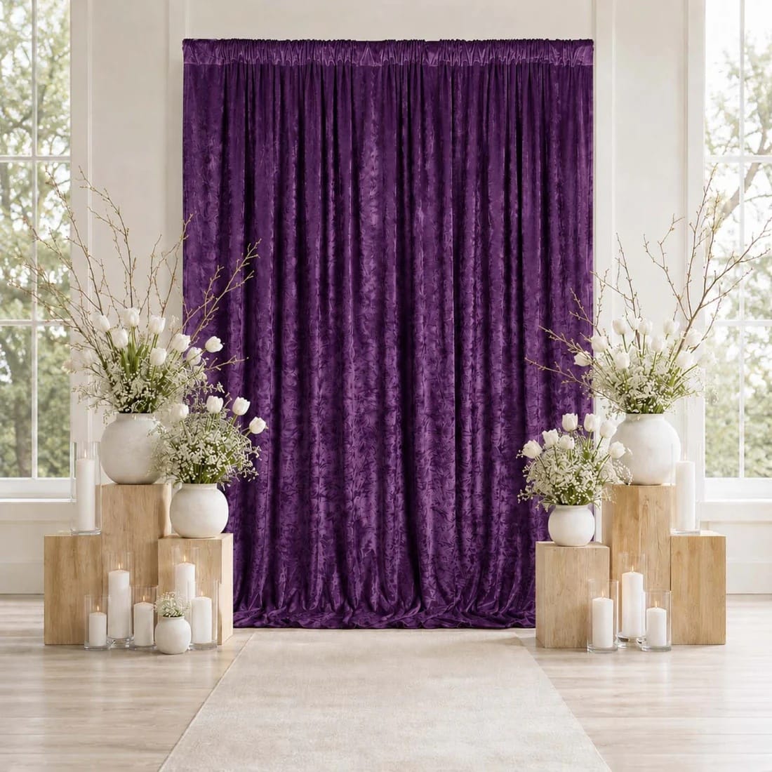 10 ft x 12 ft Premium Crushed Velvet Backdrop Curtain with Rod Pocket